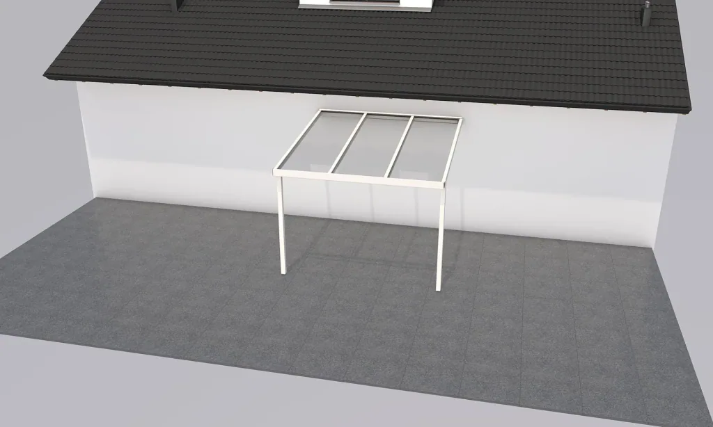 Patio roof Premium, white, 3094 x 3060 mm - 10 mm laminated safety glass (VSG)