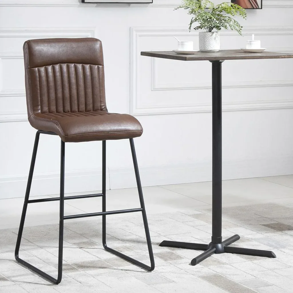 Bar stool bar chairs with backrest dining room chairs PU artificial leather foam metal brown+black 54 x 57 x 112 cm Ruts