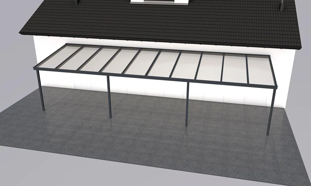 Patio roof Premium, anthracite, 10140 x 3060 mm - Acrylic multi-wall sheets 16 mm, bronze