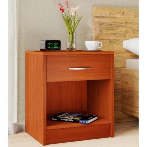 Bedside table with drawer - reddish brown - 50x40x35 cm