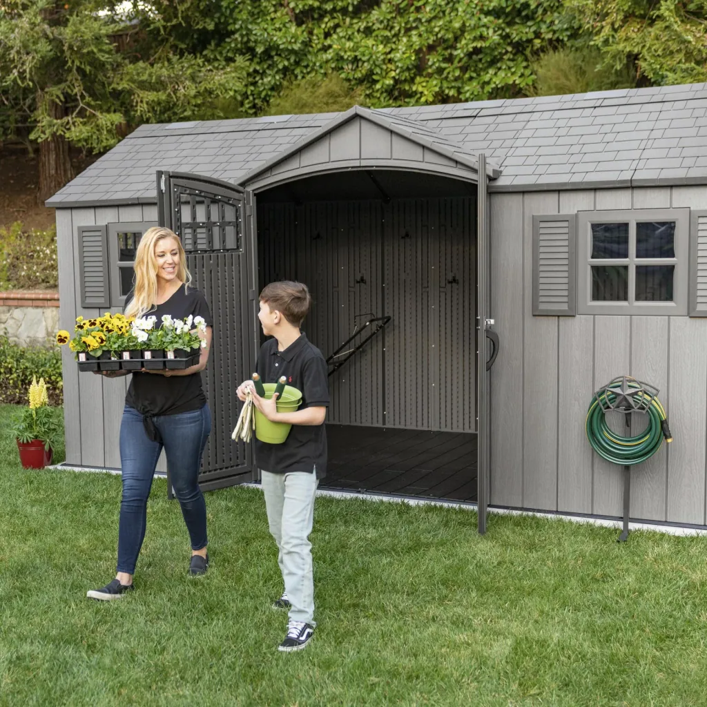 Plastic tool shed Galaxy dark grey, 244 x 457 x 244 cm