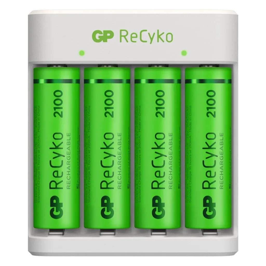 USB charger for 4 AA / AAA NiMH batteries including 4 ReCyko Mignon (AA) NiMH batteries with 2100 mAh