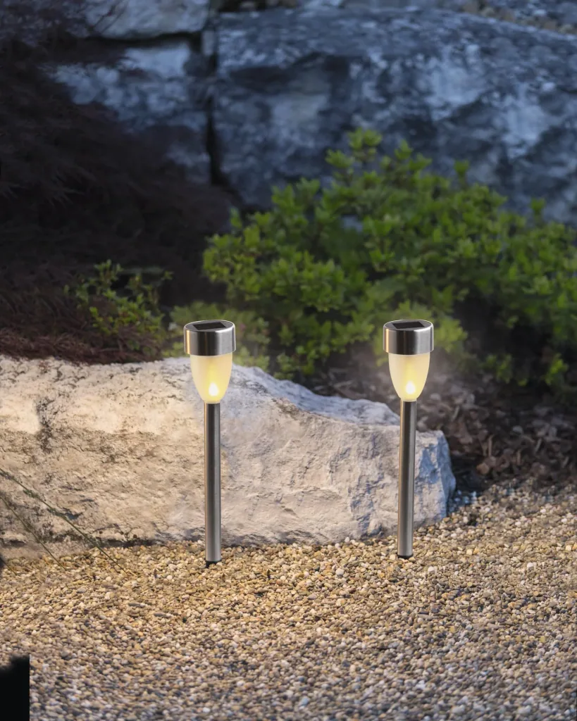 Solar LED stainless steel lights – 5 pieces
