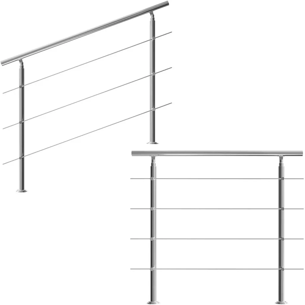 Railing - stainless steel - 150 cm - 4 posts