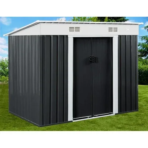Garden shed anthracite-colored metal 196 x 122 x180 cm