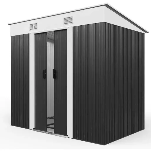 Garden shed anthracite-colored metal 196 x 122 x180 cm