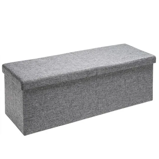 Bench / storage box / footstool including storage & lid - light grey - 80 x 40 x 40 cm