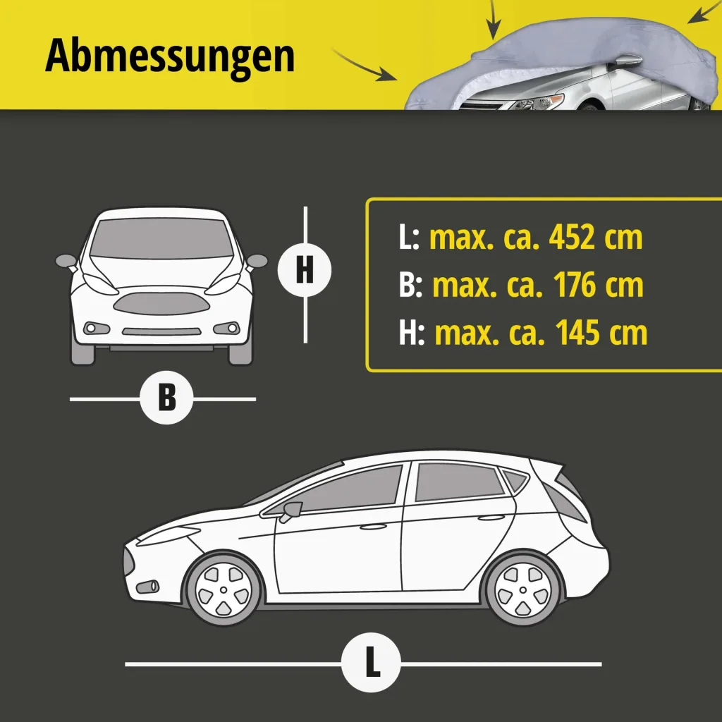 All-weather car cover - Size 5 - 452x176x145cm - PVC coated