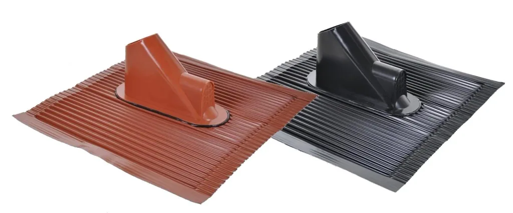 Aluminum roof tile for antenna mast with cable guide, black