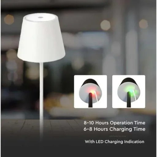 VT-7703 Table Lamp - 4000K - Dimmable by Touch - Rechargeable - White