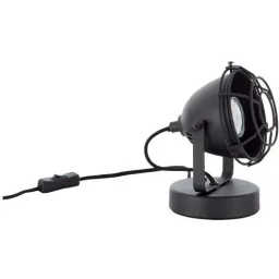 Table lamp Carmen XS grill industrial floodlight mat wood black 28W Ø 13 cm