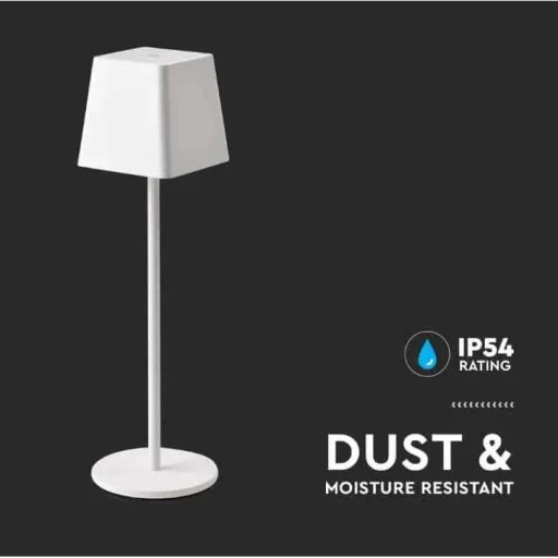 VT-7563 Table Lamp - 3000K - Dimmable by Touch - Rechargeable - White