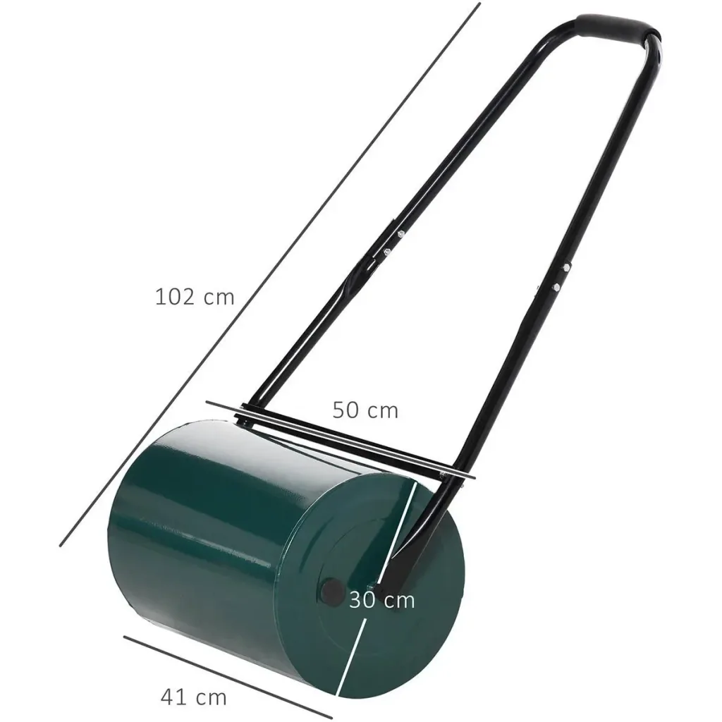 Lawn roller with U-handle garden roller garden roller 30 cm diameter 30 L water/sand filling 41 cm working width metal green