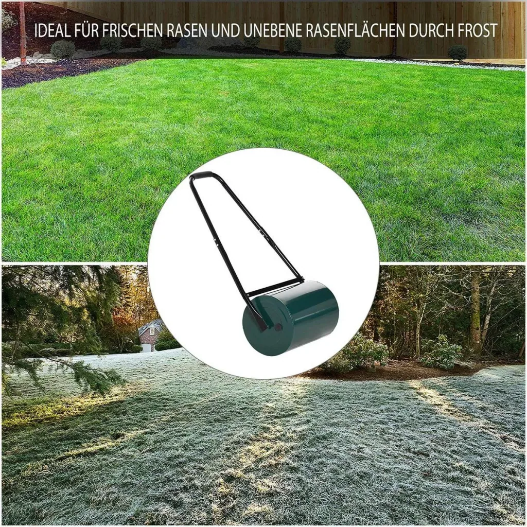Lawn roller with U-handle garden roller garden roller 30 cm diameter 30 L water/sand filling 41 cm working width metal green