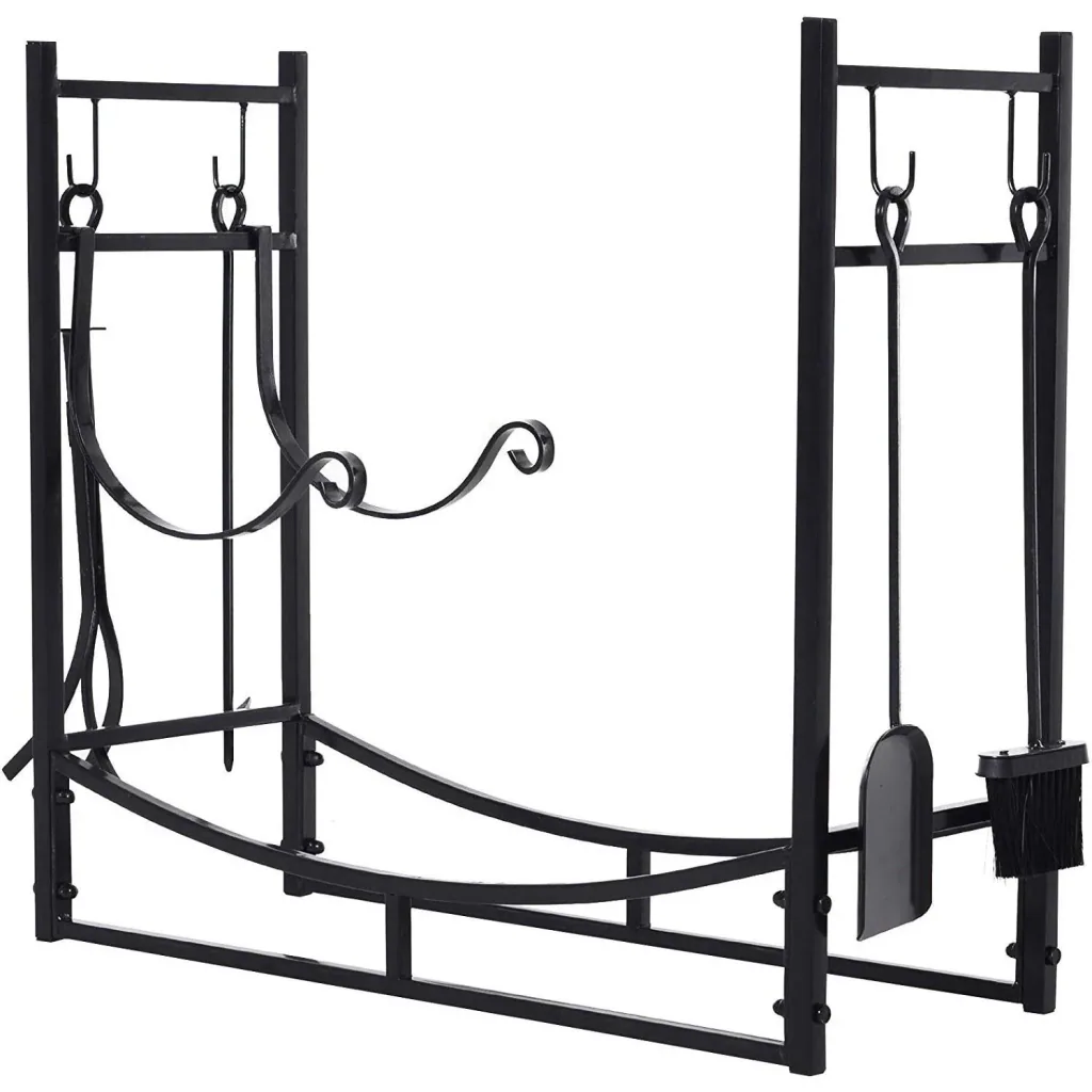 Firewood rack with slightly curved brackets