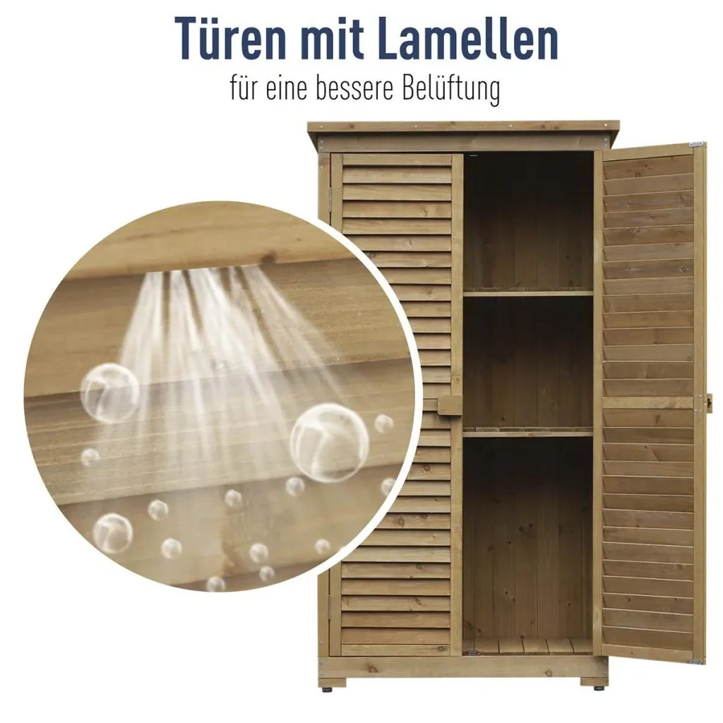 Garden cabinet with louvre doors natural