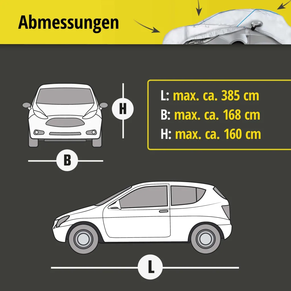 Car cover Sun Reflect - Size 2 - 385x168x160cm - 112g/m² - PES coated