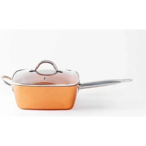 Multi-purpose pan - deep fryer / deep fryer basket - non-stick coating - marble coating - orange