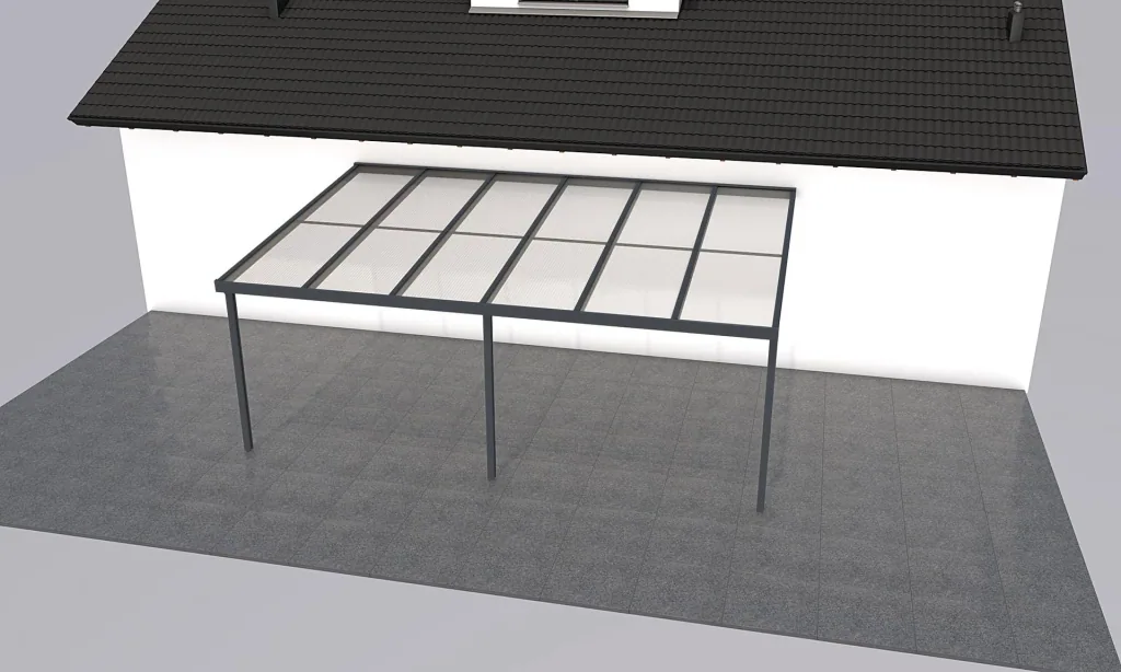 Patio roof Premium, anthracite, 6110 x 4060 mm - Polycarbonate multi-wall sheets 16 mm, bronze