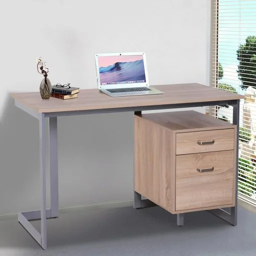 Computer table PC table desk work table office table 2 x drawer 120 x 58 x 76 cm