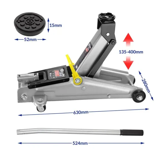 Hydraulic jack with 3 ton lifting capacity