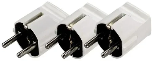 Safety plug 10 A, 250 V, white - 3 pieces made of plastic