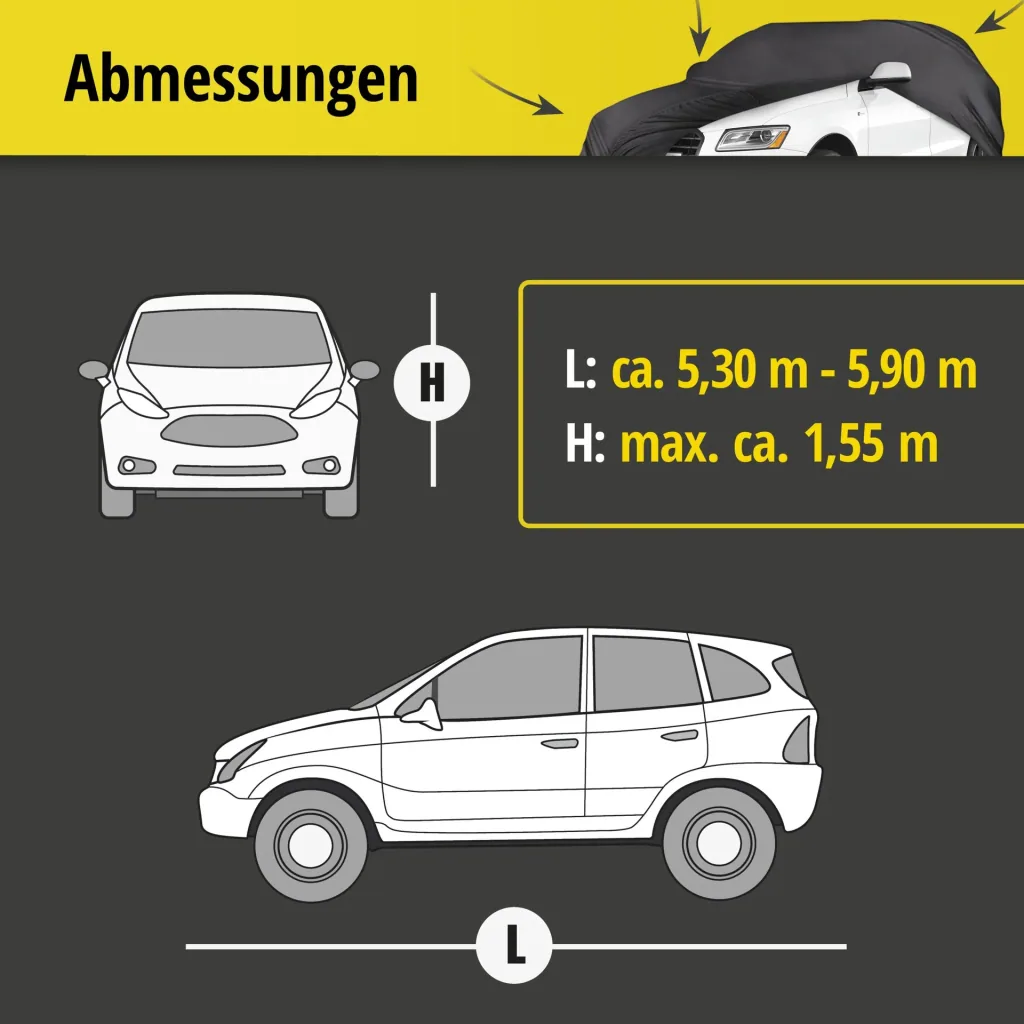 Car cover indoor soft - size 10 - 531x590x155cm - PES - elastane