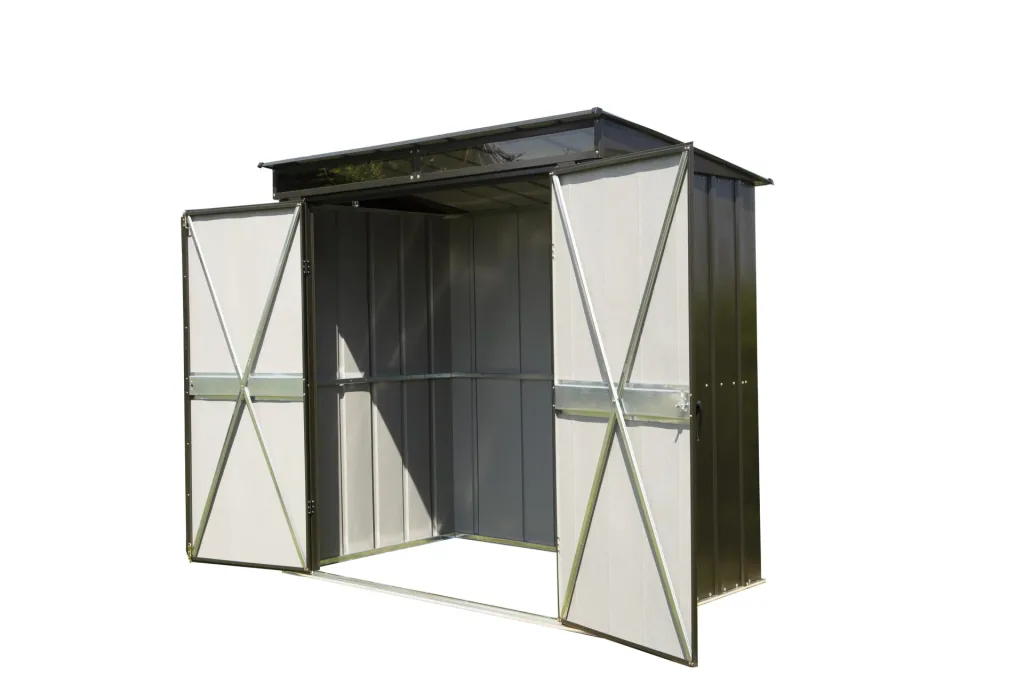 Metal tool shed with pent roof, onyx black, 208 x 130 x 201 cm
