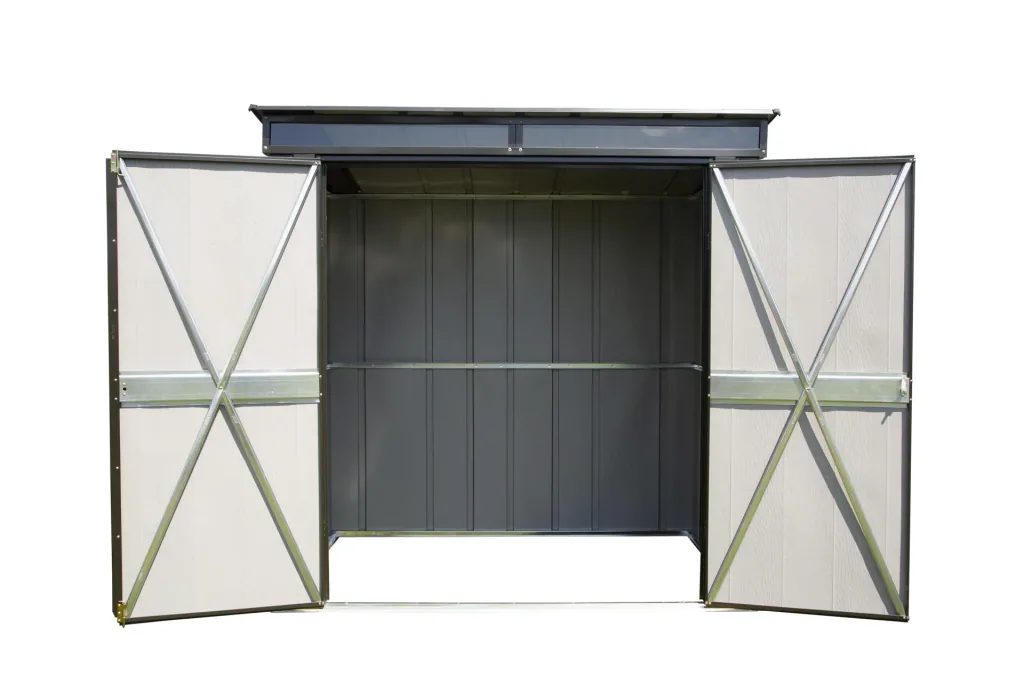 Metal tool shed with pent roof, onyx black, 208 x 130 x 201 cm