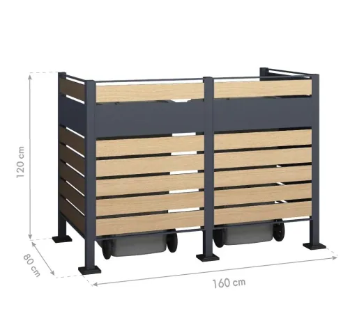 Garbage can cover Planum 2-box, 120 cm, wood look