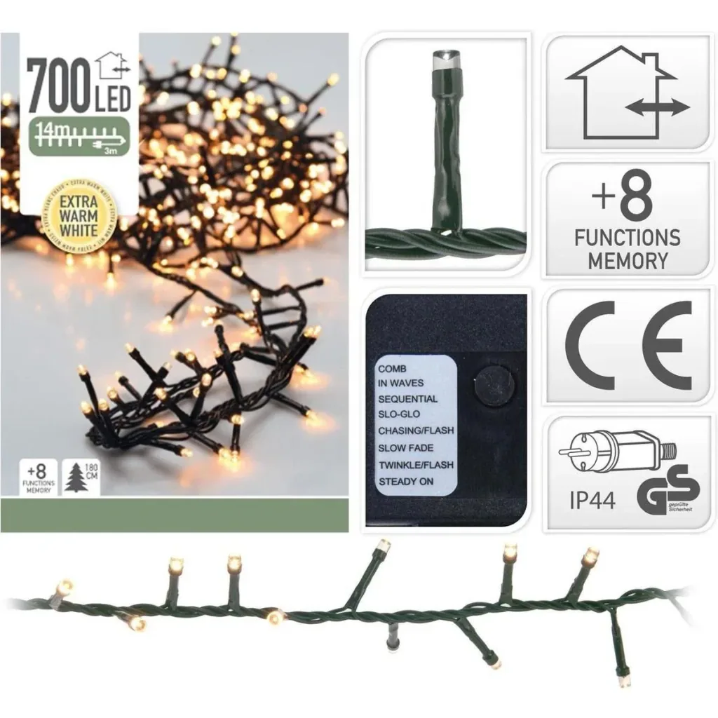 2x Christmas tree lights 14 meters warm white - 700LED for indoor and outdoor use