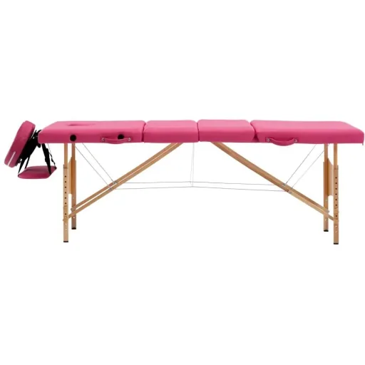 Massage table foldable 4 zones wood pink