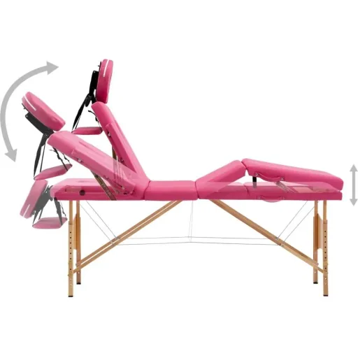 Massage table foldable 4 zones wood pink