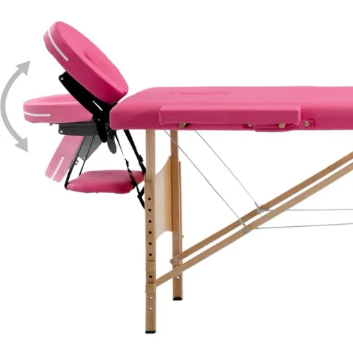 Massage table foldable 4 zones wood pink