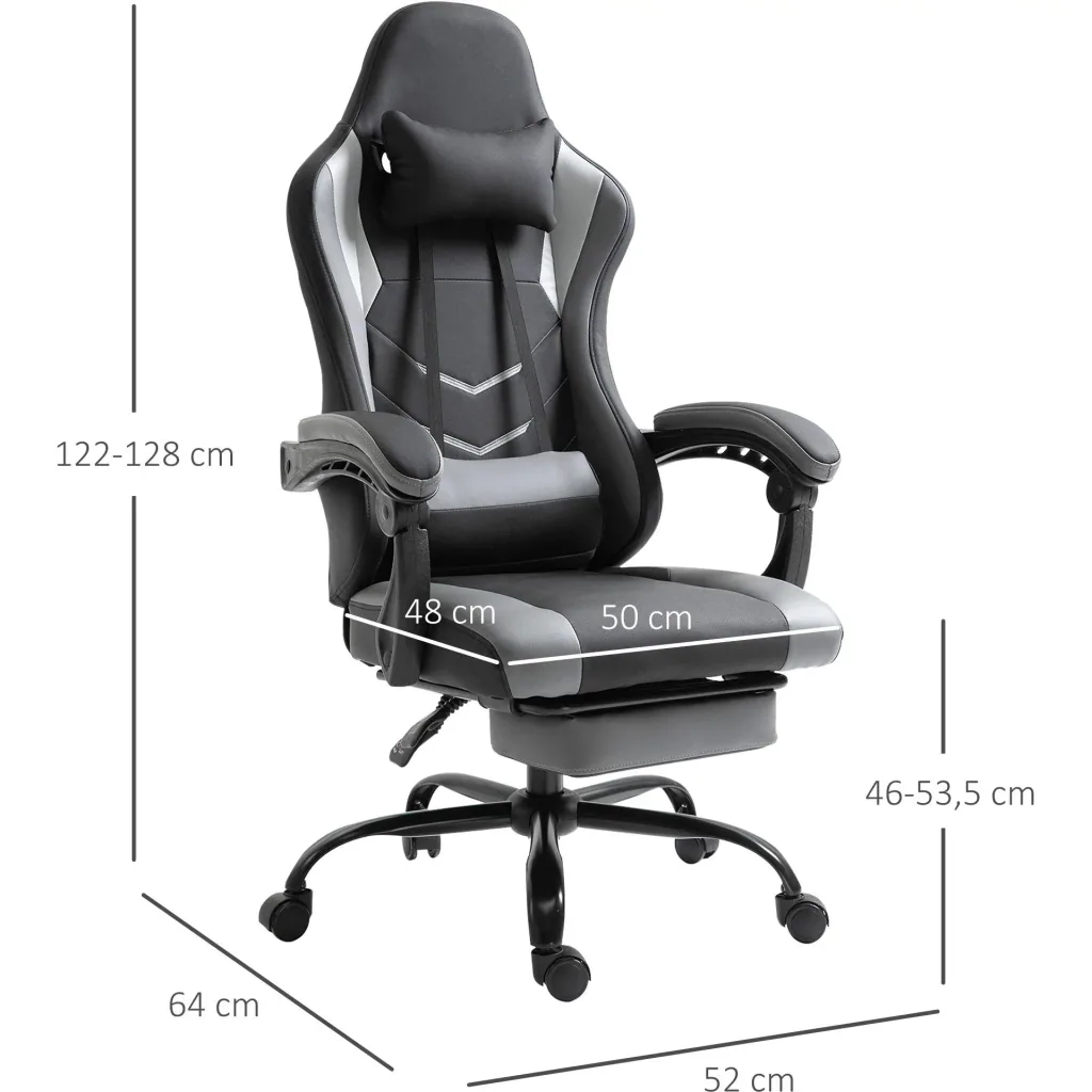 Gaming chair with reclining function, black