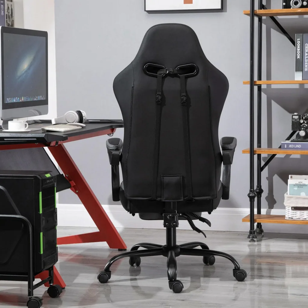 Gaming chair with reclining function, black