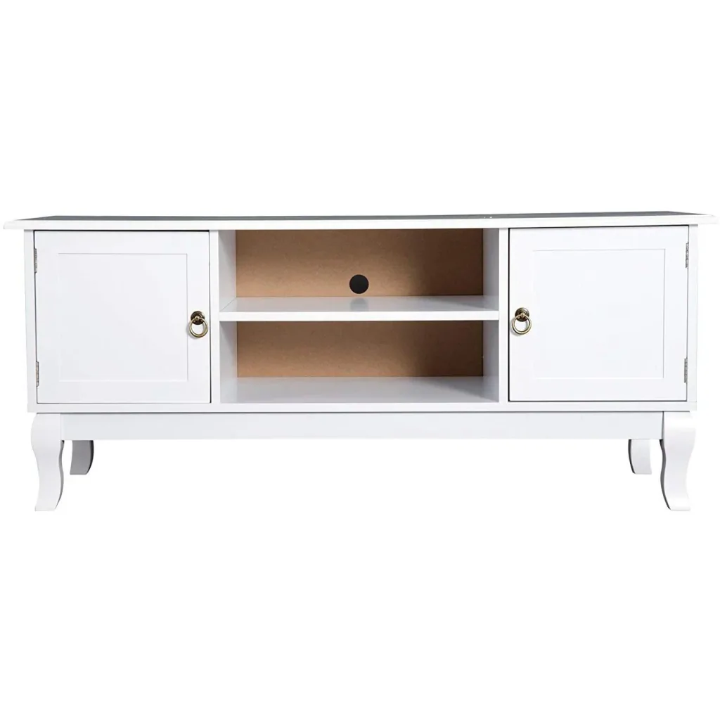 TV Lowboard TV Table Stand Wooden Feet MDF White