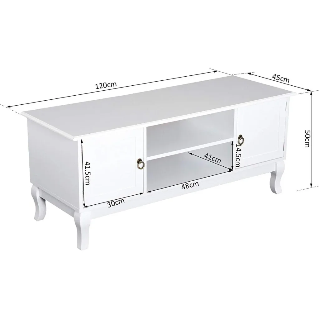 TV Lowboard TV Table Stand Wooden Feet MDF White