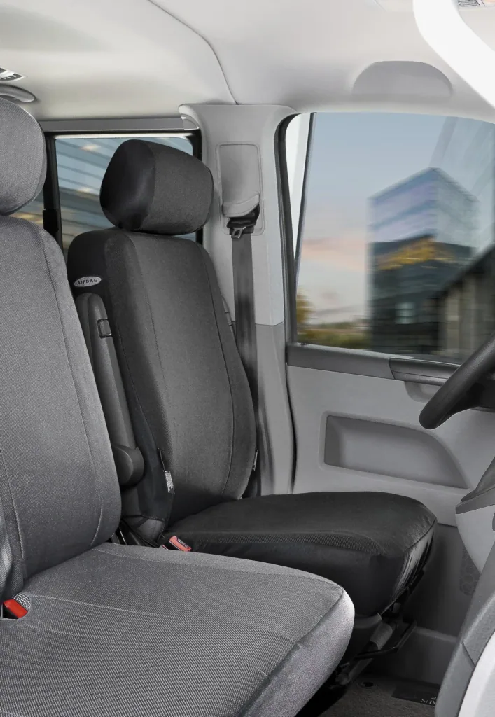 Fitted seat covers VW T5 for double bench rear made of fabric suitable from model year 04/2003 to 06/2015