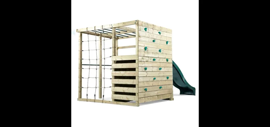 Wooden climbing cube, outdoor climbing cube, children, climbing wall, climbing net, monkey bar, trapeze bar, slide