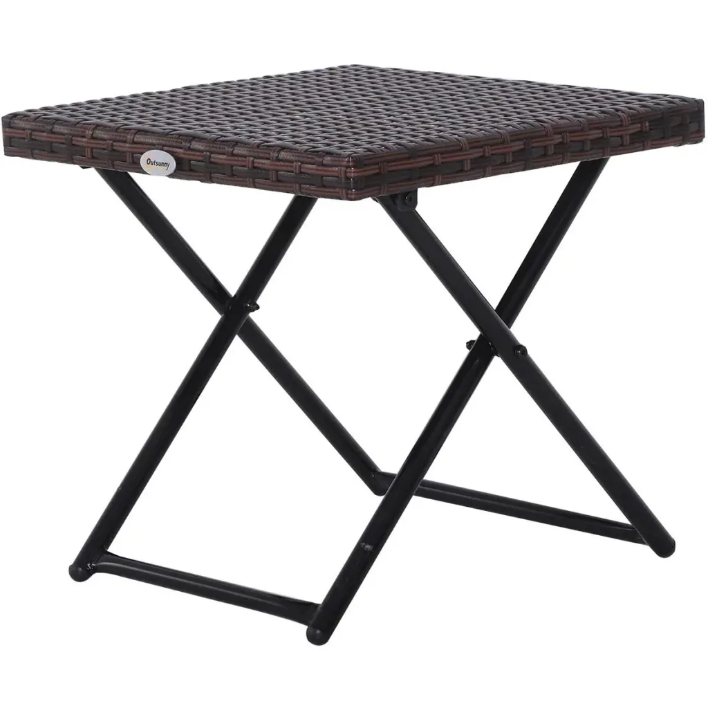 Polyrattan garden table foldable brown