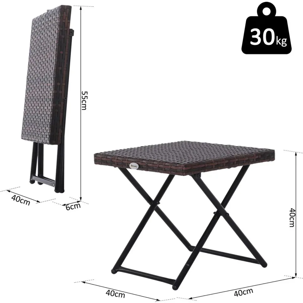 Polyrattan garden table foldable brown