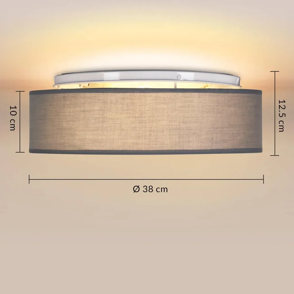 Ceiling light - grey - fabric - Ø38cm