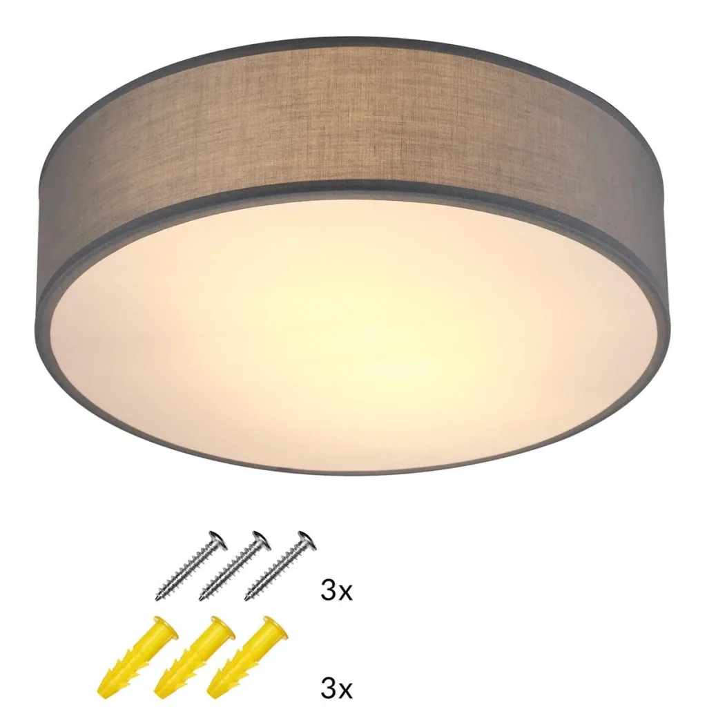 Ceiling light - grey - fabric - Ø38cm