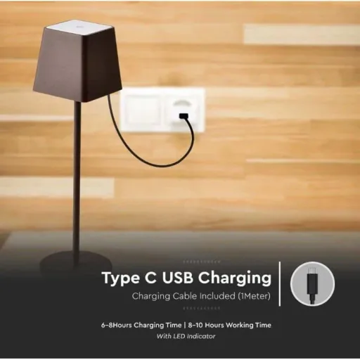 VT-7563 Table Lamp - 3000K - Dimmable by Touch - Rechargeable - Brown