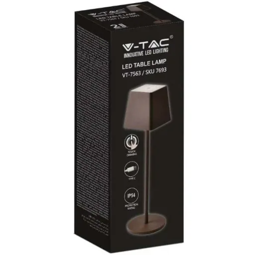 VT-7563 Table Lamp - 3000K - Dimmable by Touch - Rechargeable - Brown