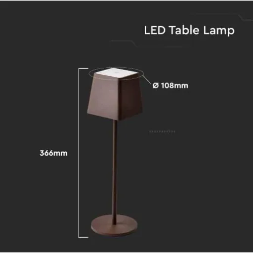 VT-7563 Table Lamp - 3000K - Dimmable by Touch - Rechargeable - Brown