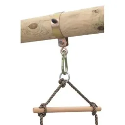 Double swing Danielle round wood with seesaw and rope ladder