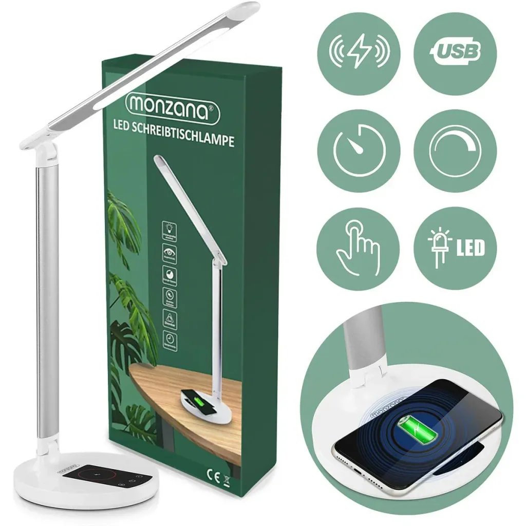 LED table lamp - dimmable - white/silver - 36 x 5 cm