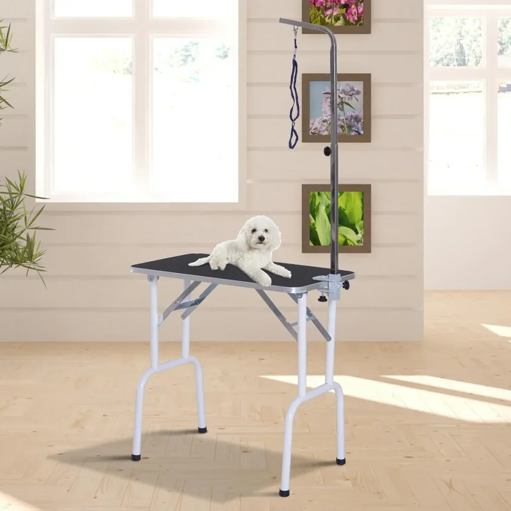 Grooming table foldable pet care table shearing table care table for dogs cats metal black 81 x 48 x 80 cm